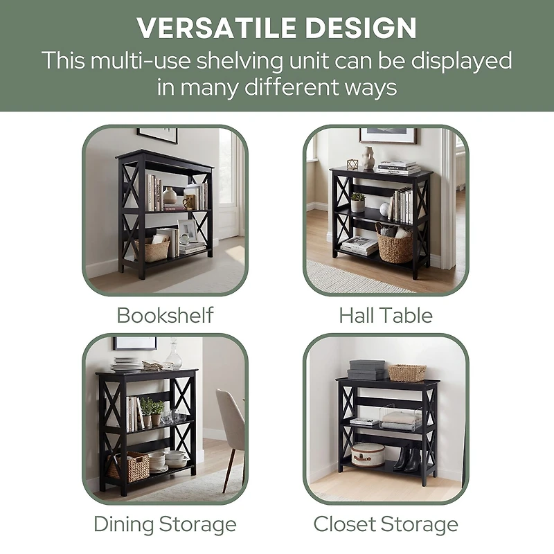 Oxford 3-Tier Bookcase Entryway Hall Table