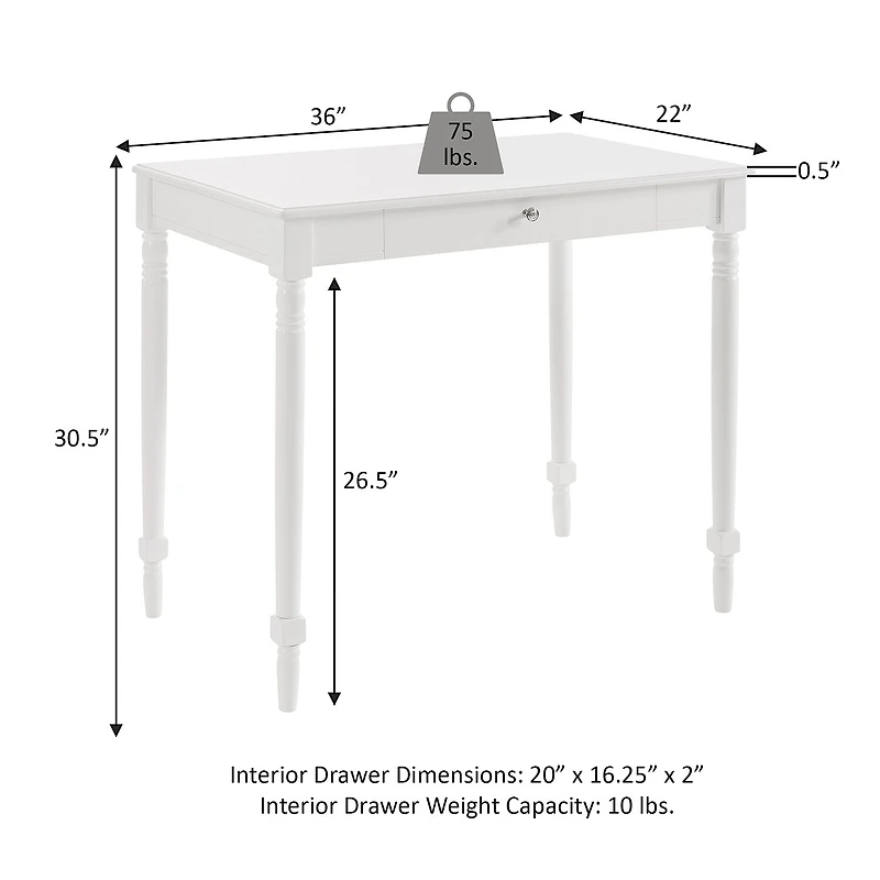 Convenience Concepts Designs2Go French Country Desk