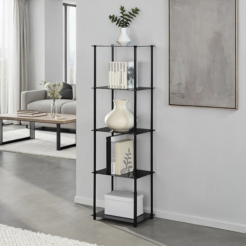 Convenience Concepts Designs2Go Classic Black Glass 5 Tier Tower