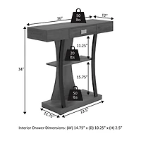 Convenience Concepts Newport Harri 1-Drawer Metal Console Table