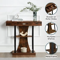 Convenience Concepts Newport Harri 1-Drawer Metal Console Table