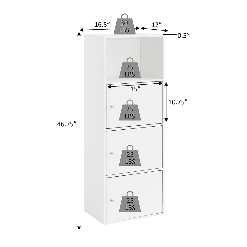 Convenience Concepts Extra Storage 3 Door Cabinet
