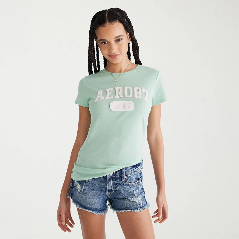 AEROPOSTALE Womens Juniors Crew Neck Short Sleeve Regular Fit Graphic T-Shirt