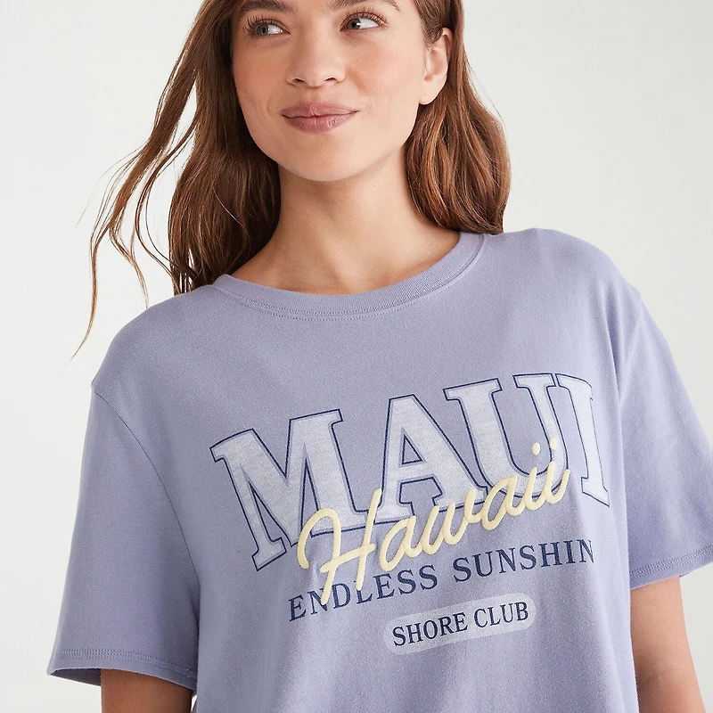 AEROPOSTALE Womens Juniors Crew Neck Short Sleeve Oversized Graphic T-Shirt