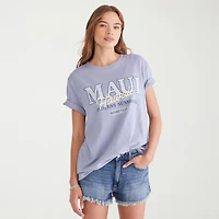 AEROPOSTALE Womens Juniors Crew Neck Short Sleeve Oversized Graphic T-Shirt