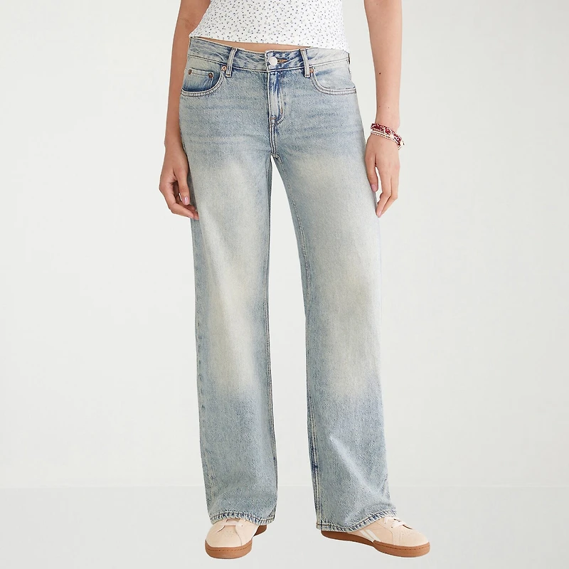 AEROPOSTALE Womens Juniors Low Rise Baggy Fit Wide Leg Jean