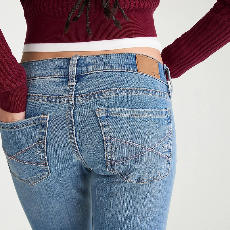 AEROPOSTALE Womens Juniors Mid Rise Bootcut Jean