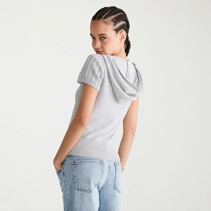 AEROPOSTALE Womens Juniors Short Sleeve Zipper Hoodie