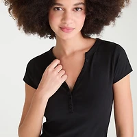 AEROPOSTALE Womens Juniors Long Sleeve Regular Fit Henley Shirt