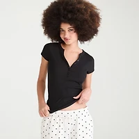AEROPOSTALE Womens Juniors Long Sleeve Regular Fit Henley Shirt