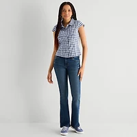 Arizona Womens Juniors Cap Short Sleeve Regular Fit Button-Down Shirt