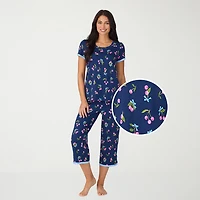 Cuddl Duds Womens Short Sleeve 2-pc. Pajama Set