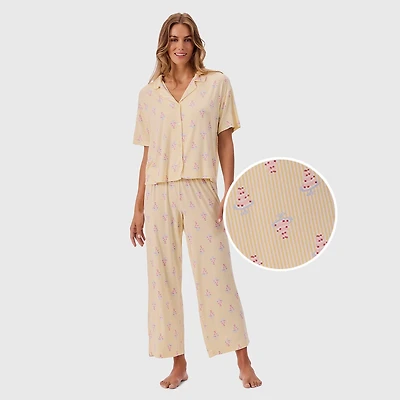 Martha Stewart Womens Short Sleeve 2-pc. Pajama Set