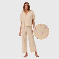 Martha Stewart Womens Short Sleeve 2-pc. Pajama Set