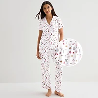 Jaclyn Womens Short Sleeve 2-pc. Pajama Set