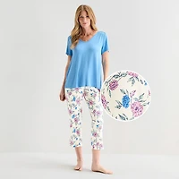 Liz Claiborne Cool and Calm Womens V-Neck Short Sleeve 2-pc. Pajama Set