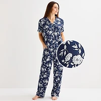 Liz Claiborne Cool and Calm Womens Short Sleeve 2-pc. Pajama Set