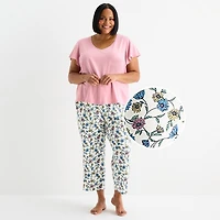 Liz Claiborne Womens V-Neck Short Sleeve 2-pc. Pajama Set