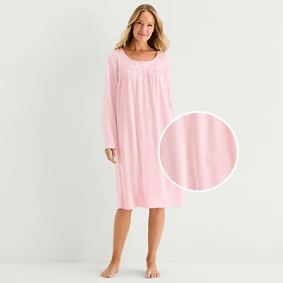 Adonna Womens Long Sleeve Round Neck Nightgown