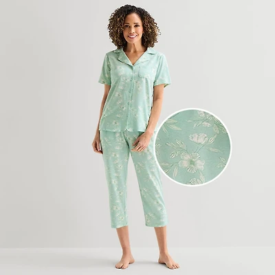 Liz Claiborne Womens Short Sleeve 2-pc. Pajama Set