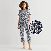 Liz Claiborne Womens Short Sleeve 2-pc. Pajama Set