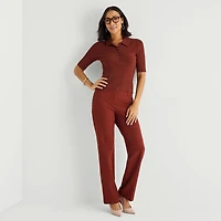 Liz Claiborne Womens Elbow Sleeve Polo Sweater