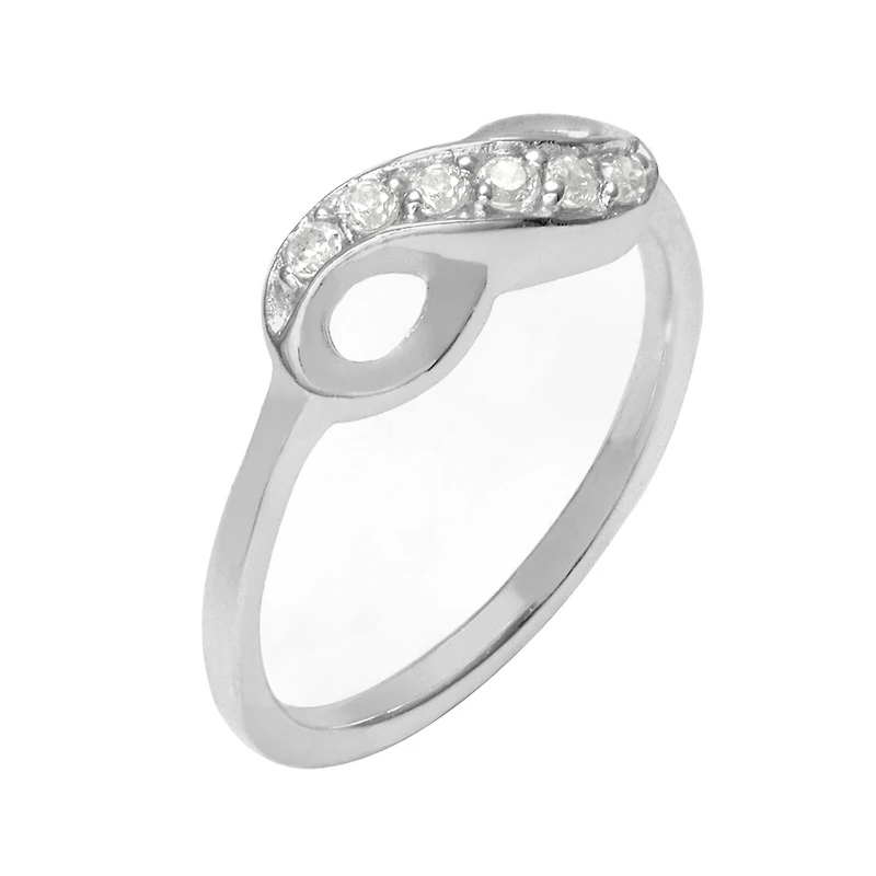 Itsy Bitsy Womens White Crystal Sterling Silver Delicate Band