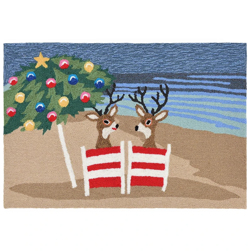 Liora Manne Frontporch Coastal Christmas Holiday Hand Tufted Indoor Outdoor Rectangular Accent Rug