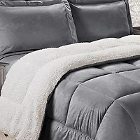 Elegant Comfort Luxury Micro-Mink Reversible Sherpa Comforter Set - Heavy Weight