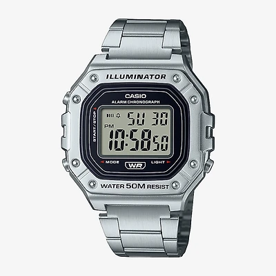 Casio Mens Silver Tone Stainless Steel Bracelet Watch W218hd-1av