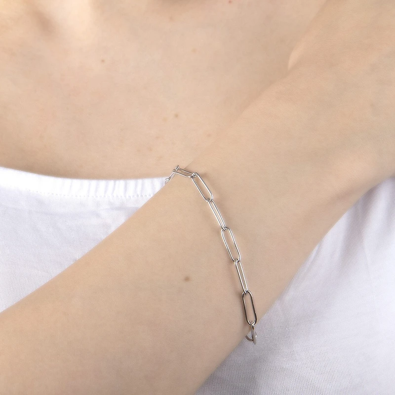 Silver Reflections Pure Silver Over Brass 7.5 Inch Paperclip Chain Bracelet