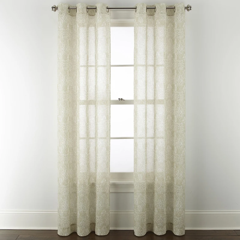 Distant Lands Fiji Printed Grommet Top Sheer Single Curtain Panel