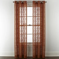 Distant Lands Diamond Clip Grommet Top Sheer Single Curtain Panel