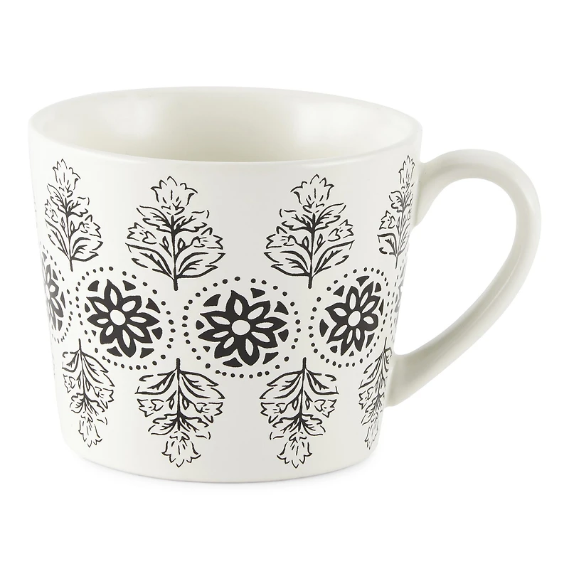 Distant Lands White/Black Stoneware Coffee Mug