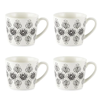 Distant Lands White/Black Stoneware Coffee Mug