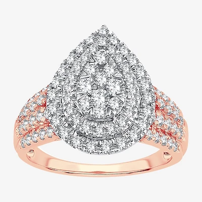 Womens 1 CT.T.W. Natural Diamond Pear Halo Engagement Ring