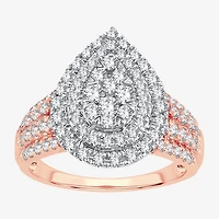 Womens 1 CT.T.W. Natural Diamond Pear Halo Engagement Ring