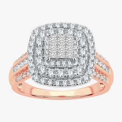Womens 1 CT.T.W. Natural Diamond Cushion Halo Engagement Ring