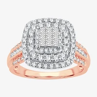 Womens 1 CT.T.W. Natural Diamond Cushion Halo Engagement Ring