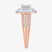 Womens 1 CT.T.W. Natural Diamond Cushion Halo Engagement Ring