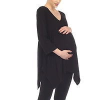 White Mark Maternity Womens V Neck Long Sleeve Tunic Top