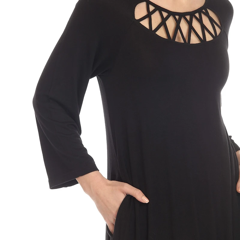 White Mark Womens Maternity 3/4 Sleeve Swing Dresses