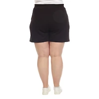 White Mark Womens High Rise Plus Pull-On Short
