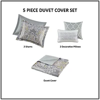 Harbor House Hallie 5-pc. Cotton Damask and Scroll Duvet Cover Set