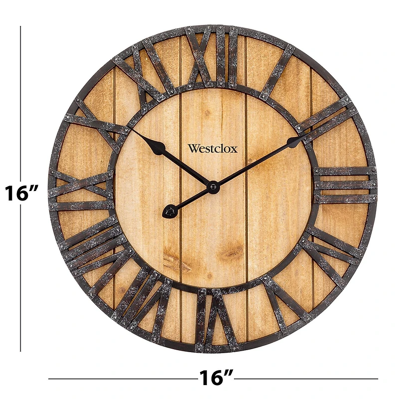 Westclox 16" Wood Plank Wall Clock