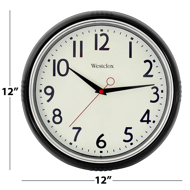 Westclox 12” Black Retro Wall Clock