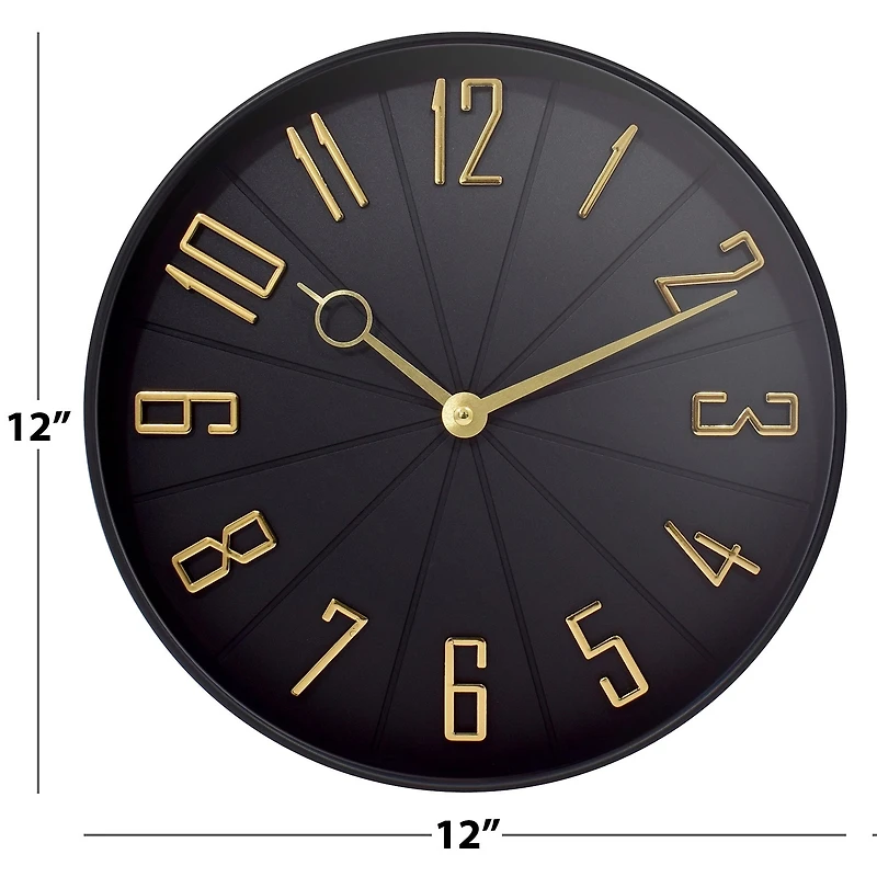 Westclox 12" Black & Gold Modern Wall Clock