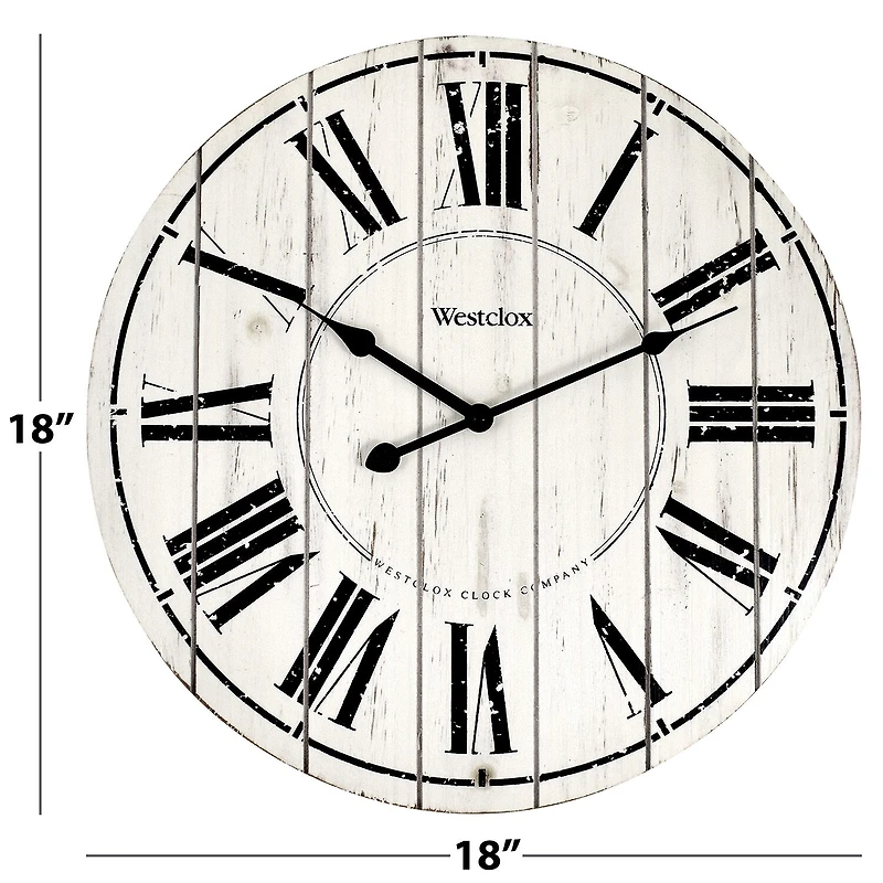 Westclox 18" Whitewash Wood Wall Clock