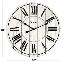 Westclox 18" Whitewash Wood Wall Clock