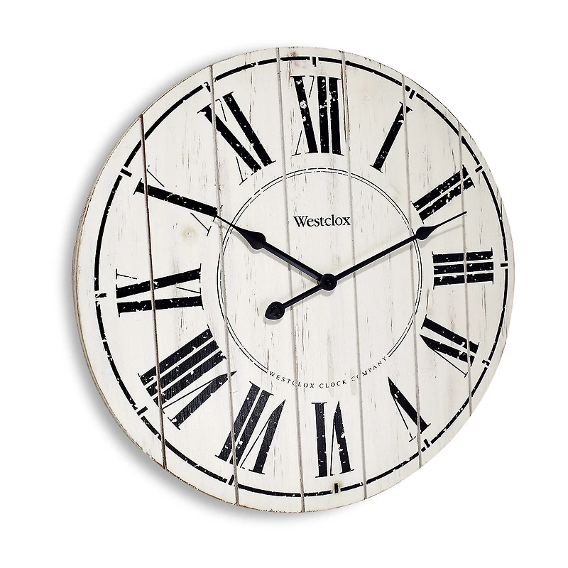 Westclox 18" Whitewash Wood Wall Clock